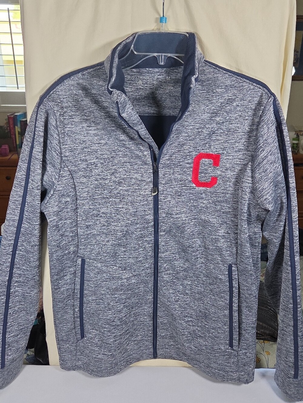 Men's Antigua Cleveland Indians Black Fleece Lined Golf Jacket Zip M Pickle Ball